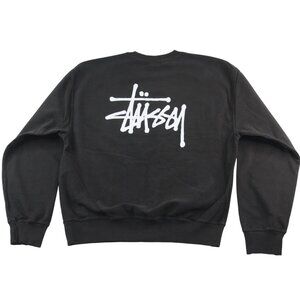 Stussy Mens XL Black Pigment Dyed Crewneck Sweatshirt Spellout Streetwear Skater
